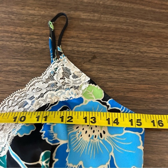 ❤️ MIXIT Floral Lace Trim Camisole Top - Blue and Black petite S - Picture 8 of 10
